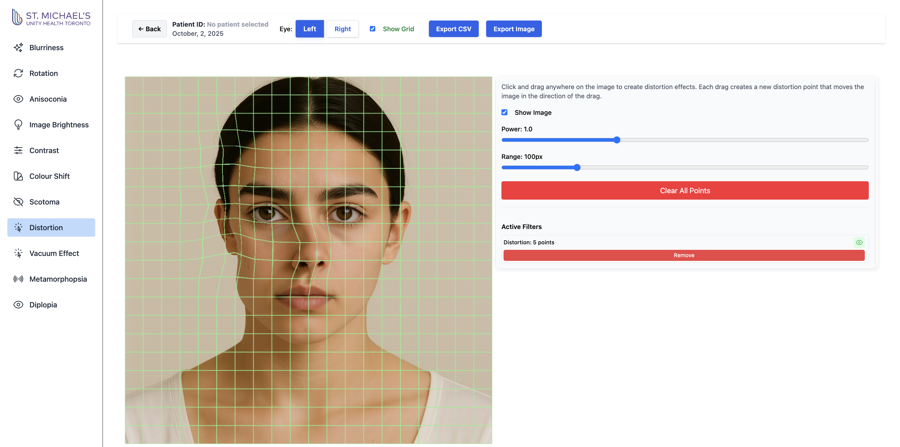 AVA Platform Interface showing advanced distortion mapping and diagnostic controls